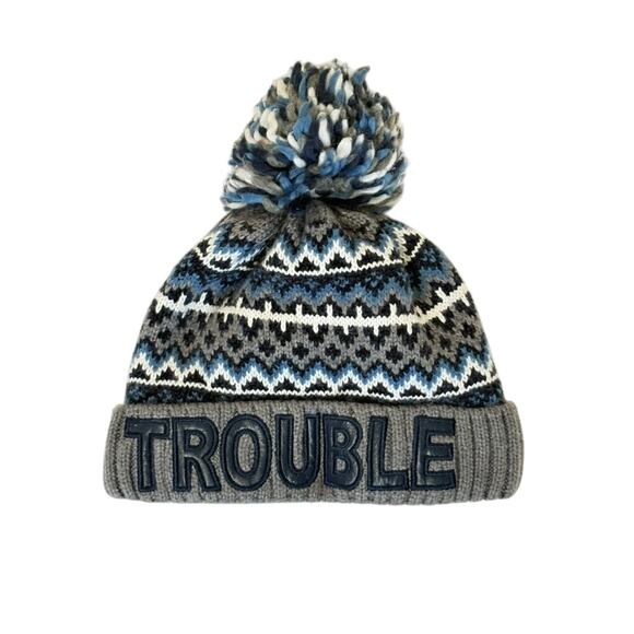 The Childrens Place "Trouble" Blue Gray Nordic Kids Toboggan Beanie 12-24 Months - Picture 1 of 5